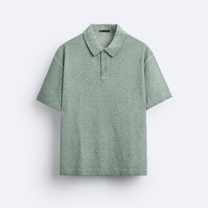 ZARA Man - Textured Weave Jacquard Polo - Size S